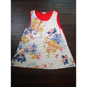 Les Amis Boutique Floral Tank Wide Strap Sleeveless Shirt Women's Medium